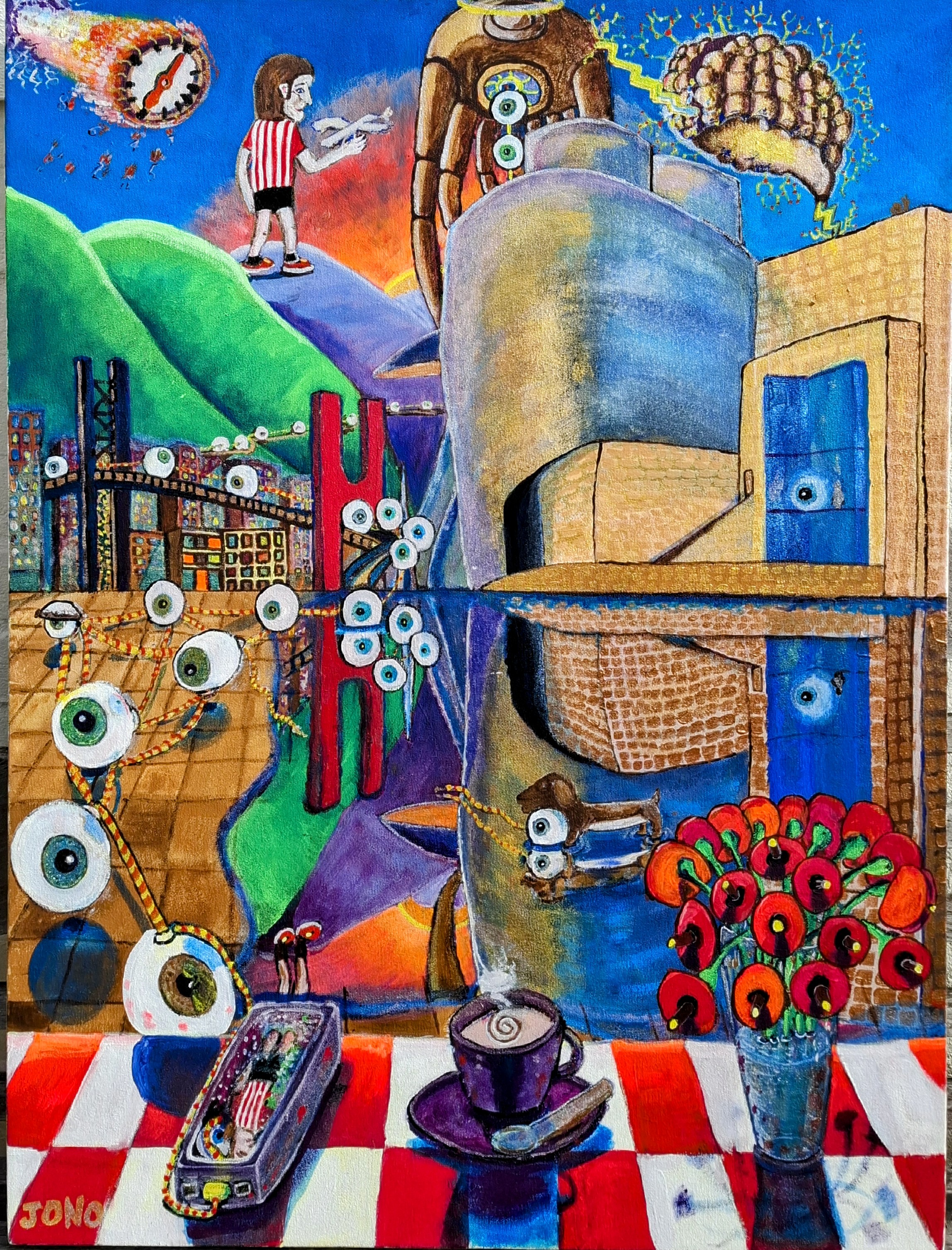 Bilbao Guggenheim Museum, an acrylic painting
