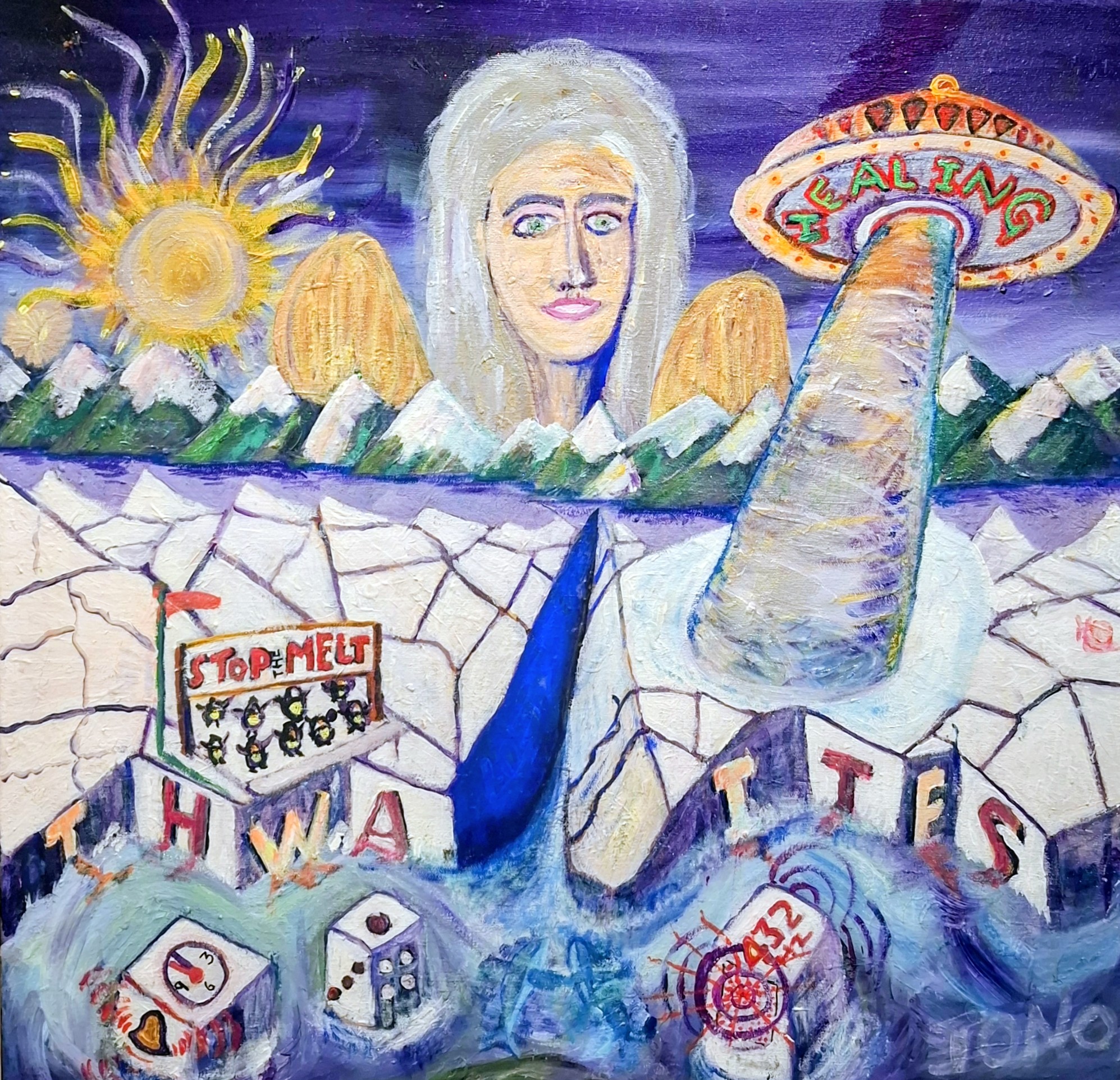 Saving Thwaites Glacier, an acrylic painting